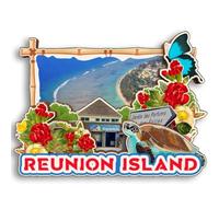 Imán 3D de madera para nevera, diseño de isla de la Reunión de Francia, recuerdo de ciudad, recuerdo de viaje, lindo adhesivo decorativo para el hogar