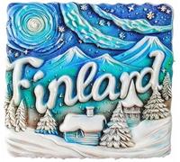 Imán 3D de recuerdo turístico de Finlandia para nevera