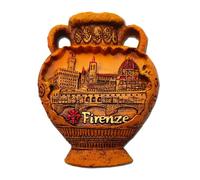 Imán 3D Florencia - Ánfora con Ponte Vecchio, Duomo, Palazo Vecchio - Imán decorativo para nevera y pizarra magnética - Recuerdo Ciudad de Arte 7 x 5,5 cm