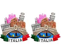 Imán 3D para frigorífico Vintage Ciudad de Venecia, Roma, Milán, Florencia, Bandera de Italia, imán para Nevera, decoración para Pizarra magnética, hogar y Cocina, Oficina (Paquete de 2)