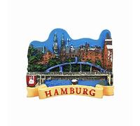 Imán 3D para nevera de Hamburgo Alemania, recuerdo de viaje, hecho a mano, decoración para el hogar y la cocina, Hamburgo, colección de imanes de nevera