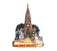 Imán 3D para nevera de la catedral de Friburgo, Alemania, regalo de recuerdo, hecho a mano, decoración del hogar y la cocina, colección de imanes para nevera de Friburgo