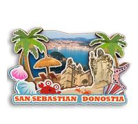 Imán 3D para nevera de San Sebastian-Donostia, España, madera, recuerdo, recuerdo, nevera, hogar, cocina, pizarra blanca