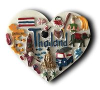 Imán 3D para nevera de Tailandia, con forma de corazón, recuerdo turístico, imán para nevera, decoración del hogar y la cocina, colección artesanal de resina