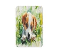 Imán acrílico para nevera con diseño de perro de hoja verde, impresión completa, imanes rectangulares para nevera, pizarra blanca, decoración de oficina, taquilla, también para coche
