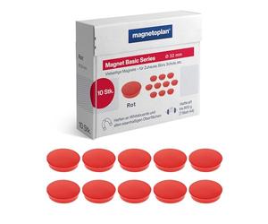 Imán Basic Series, 32 mm, Rojo, Paquete de 10 Unidades, Fuerza de sujeción 800 g
