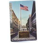 Imán BERLIN | Checkpoint Charlie | mini placa de hojalata 9x6 cm con perforación en relieve | típico souvenir y regalo