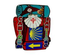 Imán Camino de Santiago. Iman para Nevera Camino de Santiago, Flecha, Mochila, peregrino, Concha xacobeo