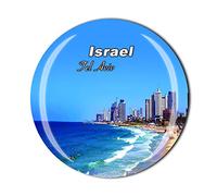 Imán de cristal para nevera con diseño de Israel 3D Tel Aviv para nevera con imán de cristal de vidrio para viajes turísticos de la colección