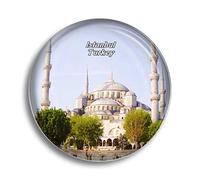 Imán de cristal para nevera, diseño de mezquita azul de Estambul con diseño de pavo para nevera, recuerdos, bonito imán de cristal para decoración de pizarra, oficina, hogar, regalo