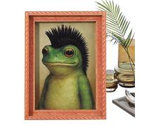 Imán De De Rana Divertida,Decoración Hogareña Pequeña Vintage Linda en Madera,Imanes de Arte de Rana Retro con Marco - para Amigos Colegas Navidad Cumpleaños Oficinas En Casa Ventana Y Gabinete