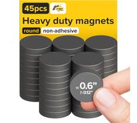 Imán de ferrita, producto como 2S-7ZVX-11K7, diámetro 15 mm x 3 mm, sin adhesivo 3M, paquete de 45 unidades