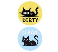 Imán de Gato y Sucio para lavavajillas, Divertido Letrero magnético de | Indicador Reversible de lavavajillas de Doble Cara | Accesorio Decorativo de Cocina para, lavandería