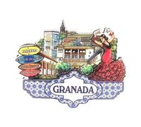 Imán de Granada para Nevera | Recuerdo de Viaje Souvenir de España | Diseño Exclusivo con Alhambra y Flamenca | Imán Decorativo para Cocina u Oficina | Regalo Original de Andalucía