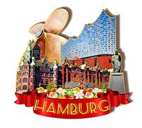 Imán de madera 3D de Hamburgo, Alemania, imanes de nevera para viajes, coleccionables, decoraciones hechas a mano