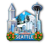 Imán de madera 3D de Seattle de Estados Unidos, imanes para nevera, recuerdos coleccionables, decoraciones hechas a mano