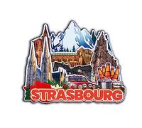 Imán de madera para nevera con diseño de Strasbourg Grand Est France en 3D, para viajes, coleccionables, decoración hecha a mano -2877