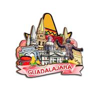 Imán de madera para nevera de Guadalajara México en 3D, para viajes, coleccionables, decoración hecha a mano, 2