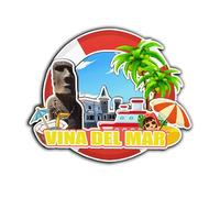 Imán de madera para nevera de Viña del Mar Chile con monumentos en 3D para viajes, coleccionables, decoración hecha a mano -4200