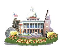 Imán de madera para nevera, diseño de Boston, de Estados Unidos, 3D, para viajes, coleccionables, decoración hecha a mano