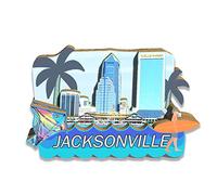 Imán de madera para nevera, diseño de Jacksonville de EE. UU., hecho a mano con monumentos 3D, recuerdo coleccionable, decoración hecha a mano