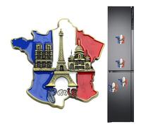Imán de mapa: recuerdo de país francés de 4 x 6 pulgadas, decoración fiable de nevera, accesorio de pizarra blanca de metal de larga duración | Regalo de exhibición de viaje europeo para el hogar y el