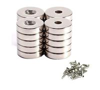 Imán de neodimio con agujero avellanado, 20 unidades, agujero de 10 x 3 mm, 3 mm, imanes permanentes de tierras raras con 20 tornillos..