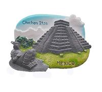 Imán de nevera 3D con diseño de pirámide de Chichén Itza Mayas Ruinas México, colección de regalo de recuerdo para el hogar y la cocina, pegatina magnética para manualidades, imán para nevera de