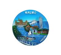 Imán de nevera 3D Malmo Suecia Regalo de recuerdo, resina hecha a mano Malmo Refrigerador Imán Colección de decoración para el hogar y la cocina