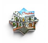 Imán de Nevera Córdoba | Diseño Exclusivo Patios Cordobeses en Forma de Estrella | Recuerdo de Viaje a España | Souvenir de Andalucía | Decoración para Frigorífico y Superficies Magnéticas