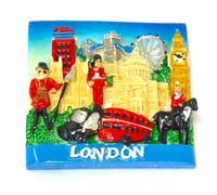 Imán de Nevera de Londres, Resina en Relieve, con Big Ben, London Eye y Autobús Rojo, 7 cm