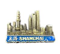 Imán de nevera de Shanghai China World City 3D Metal fuerte recuerdo turístico regalo chino imán hecho a mano artesanía creativa hogar y cocina decoración magnética (Shanghai)
