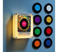 Imán de nevera de vinilo retro, reproductor de música NFC, paquete de 9 discos de música programables NFC, imán inteligente para nevera con luz LED, reproductor de audio magnético para el hogar y