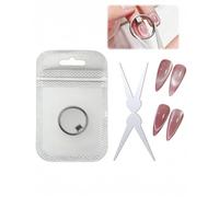 Imán de ojo de gato en forma de anillo para uñas, herramienta de imán de uñas fuerte, imán en Y y Rin-gMagnet (haz ancho, corazón, francés), ojo de gato circular hueco portátil, manicura en casa y uso