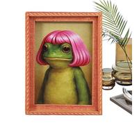 Imán de Rana Divertido | Decoración Hogareña Pequeña Vintage Linda en Madera - Imán Retro de Arte con Rana Enmarcada,para Cocina Oficina Ventana Navidad Acción de Gracias Fiesta Invierno Carnaval