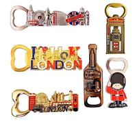Imán de recuerdo británico de Londres Icons abridor de botellas, juego de 6 imanes de metal para nevera, imán de regalo