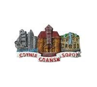 Imán de recuerdo de Polonia 3D Gdansk Sopot Gdynia para nevera, regalo de resina, hecho a mano, Polonia, decoración para el hogar y la cocina