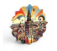 Imán de Sevilla para Nevera | Souvenir de la Giralda | Decoración Frigorífico Estilo Vintage | Recuerdo de Viaje Andalucía | Regalo Original de España