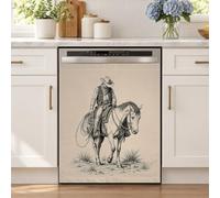 Imán decorativo para lavavajillas con diseño de vaquero occidental vintage | Imanes rústicos para nevera, decoración protectora para lavavajillas y lavadoras en la cocina, 58,4 x 66 cm