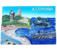 Imán decorativo para nevera con texto en inglés «A Coruña» de España, a Coruña, a Coruña, de resina, artesanías
