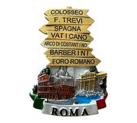 Imán decorativo Roma, recuerdo italiano con Coliseo y Monumentos Históricos, Fuente de Trevi, Vaticano (Blanco_signaletiche_monumentos)
