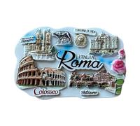 Imán decorativo Roma, Souvenir Italiano con Coliseo y Monumentos Históricos, Fuente de Trevi, Vaticano