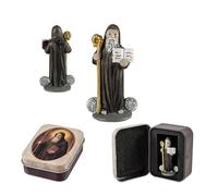 Iman Figura Miniatura San Benito Protector Espiritual, patrono de Europa, Santo de la Buena Muerte, curacion y auxilio 5x2x2 cm
