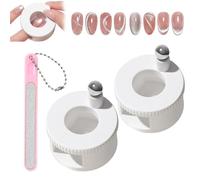 Imán giratorio de ojo de gato 2026, herramienta de uñas apta para principiantes, succión automática de uñas de ojo de gato, excelente absorción de luz, fuerza magnética uniforme (blanco con bolas de