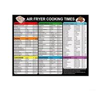 Imán guía de cocina para freidora de aire con tabla de conversión de temperatura, alternativa de libro de recetas fácil de leer para principiantes, herramienta de cocina, color negro, 25 x 20 cm