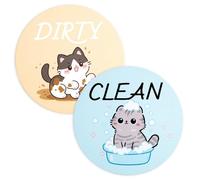 Imán Lavavajillas, Letrero Doble Cara Que Indica Que Está Limpio y Sucio Imán para Lavavajillas con Temática de Animales Divertidos Ideal para Cocina Lavandería Accesorios (Estilo Gato)