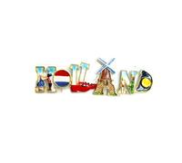 Imán nevera Amsterdam Holanda Molinos Viento Zuecos Tulipanes NLD33