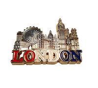 Imán Nevera Metal Londres - Color Plateado, Ojo y Puente de Torre, Big Ben, Catedral de San Pablo, Abadía de Westminster, Royal Guard, Caja de teléfono, autobús, Inglaterra, Reino Unido