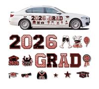 Imán para coche | 20 piezas de pegatinas vehiculares novedad reutilizables, imanes para coche y calcomanías coche graduación 2026 | para puertas de garaje, neveras, lavavajillas, microondas