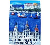 Imán para nevera 3D A Coruña España, recuerdo turístico, adhesivo magnético pintado a mano